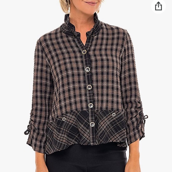 Tops - Habitat Clothes Soft Twill Mixed Up Plaid Shirt jacket (shaket)